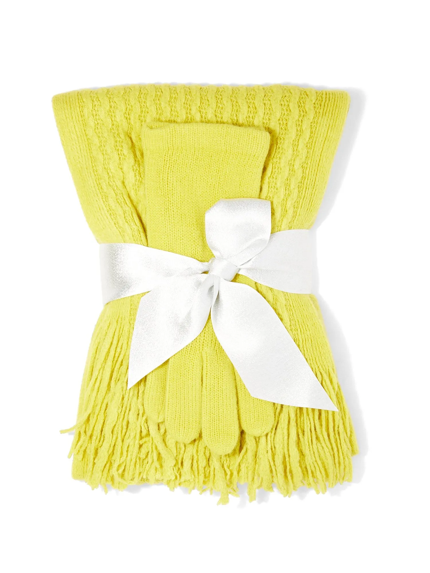 2-Piece Popcorn-Knit Scarf & Gloves Set