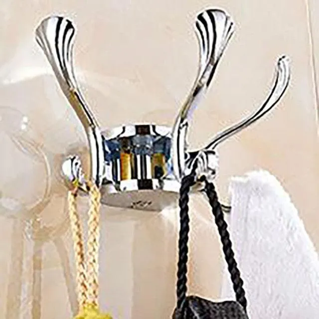 3 Hooks Rotatable Hanging Robe Hooks Wall Mounted Coat Hanger Hook