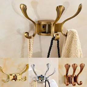 3 Hooks Rotatable Hanging Robe Hooks Wall Mounted Coat Hanger Hook