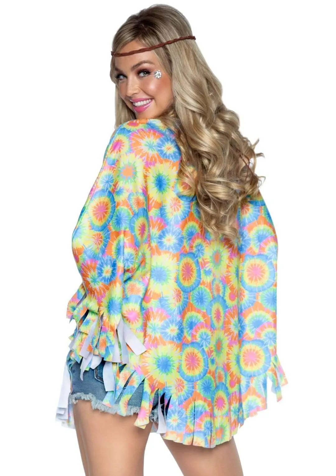 70s Hippie Costume Poncho Set