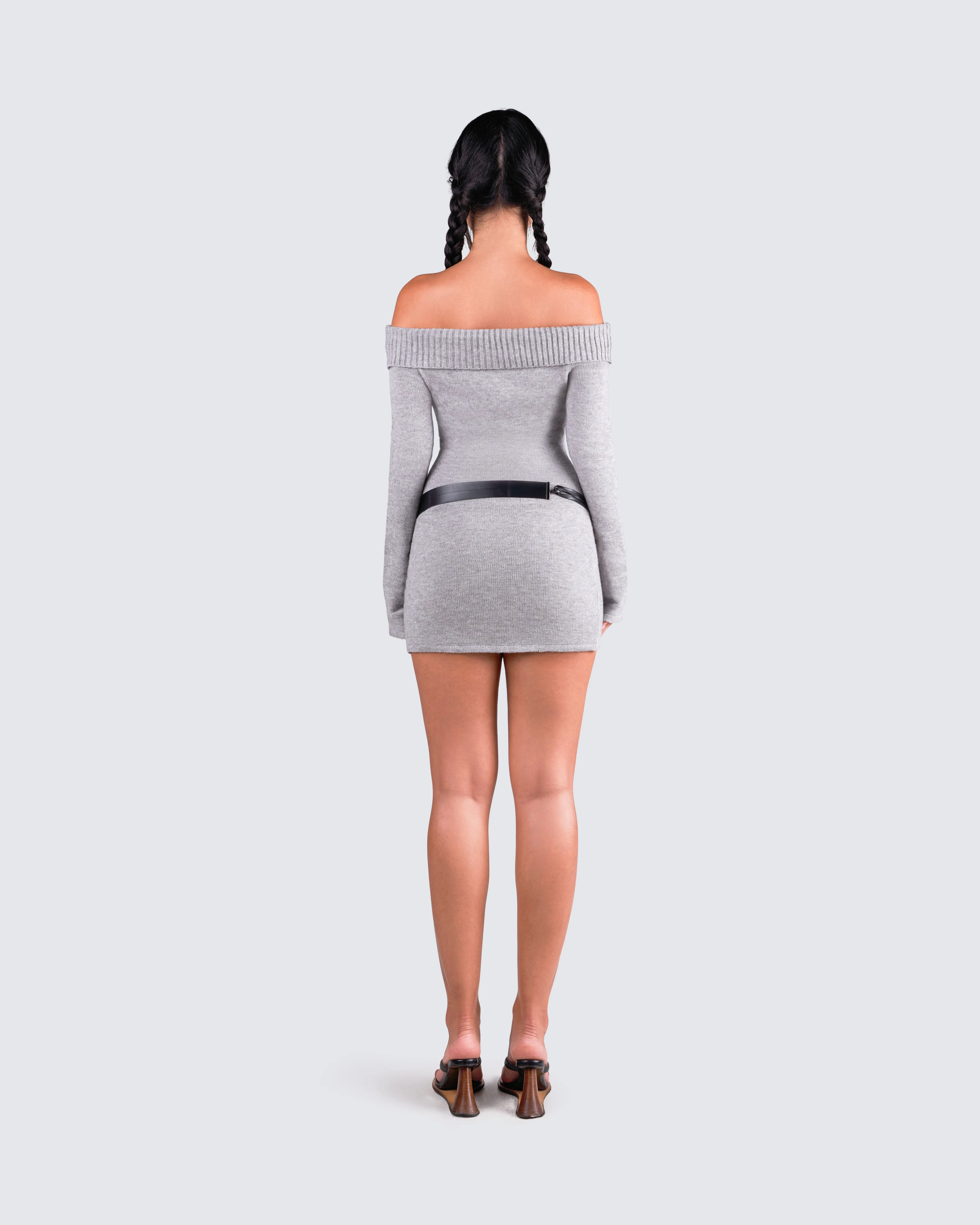 Abeni Grey Sweater Mini Dress