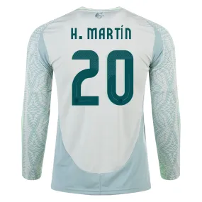 adidas Mens Mexico Henry Martín Away Long Sleeve Jersey 24/25 (Linen Green)