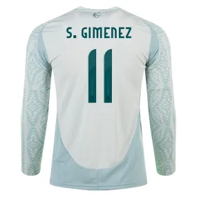 adidas Mens Mexico Santiago Giménez Away Long Sleeve Jersey 24/25 (Linen Green)