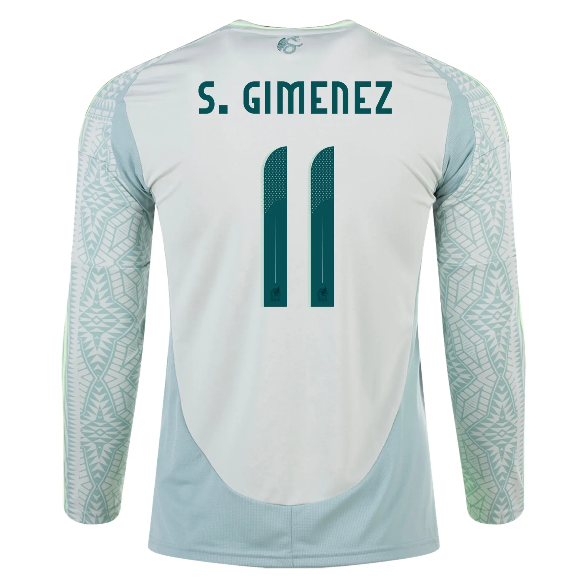 adidas Mens Mexico Santiago Giménez Away Long Sleeve Jersey 24/25 (Linen Green)