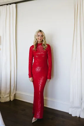 All Out Maxi Dress - Red Sequins