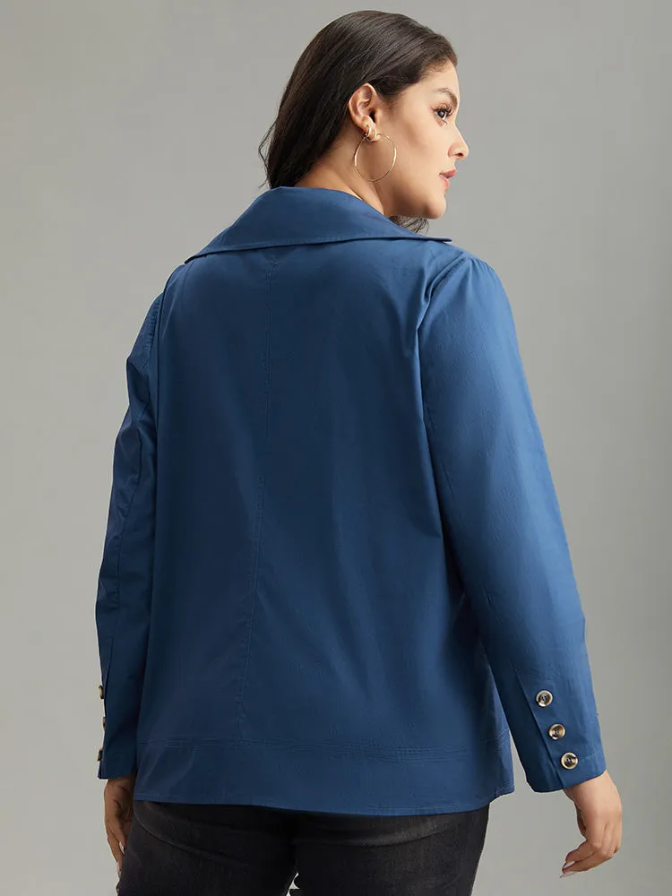 Anti-Wrinkle Solid Pocket Button Up Coat