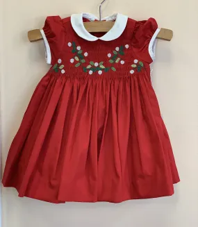 Antoinette Paris Baby SCARLET RED HAND SMOCKED DRESS