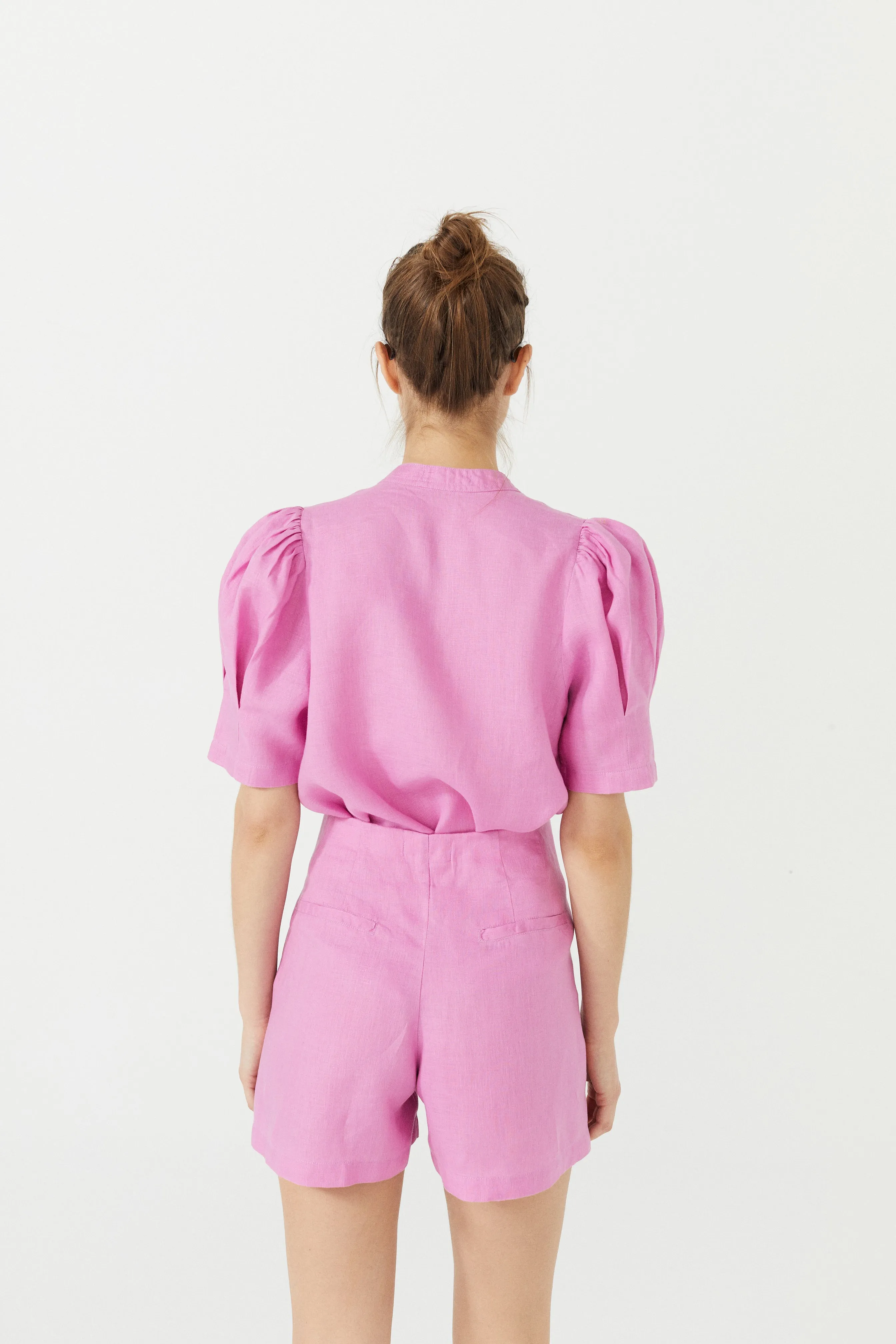 Athina Linen Shirt - Petunia Pink