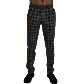 BENCIVENGA Elegant Gray Checked Gentleman's Chinos