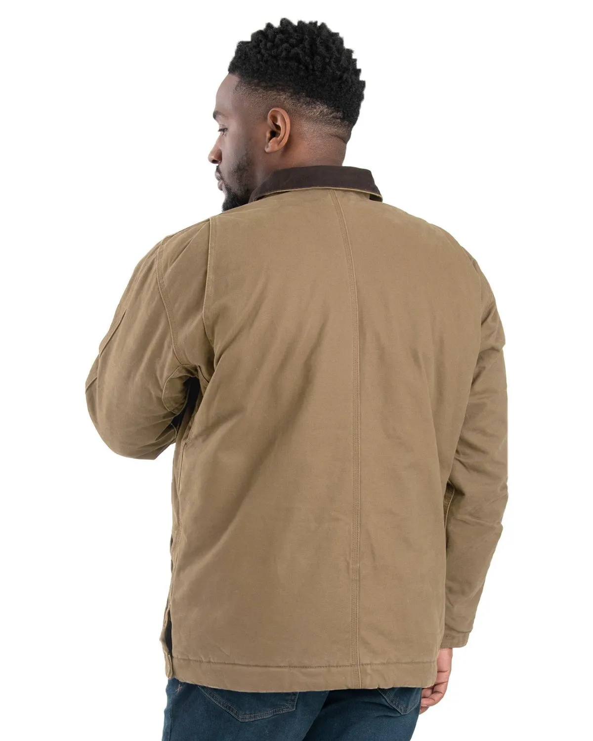 Berne Mens Heartland Washed Chore Dark Khaki 100% Cotton Coat