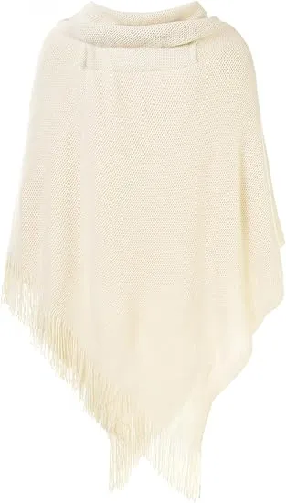 Black Knit Fringe Winter Poncho