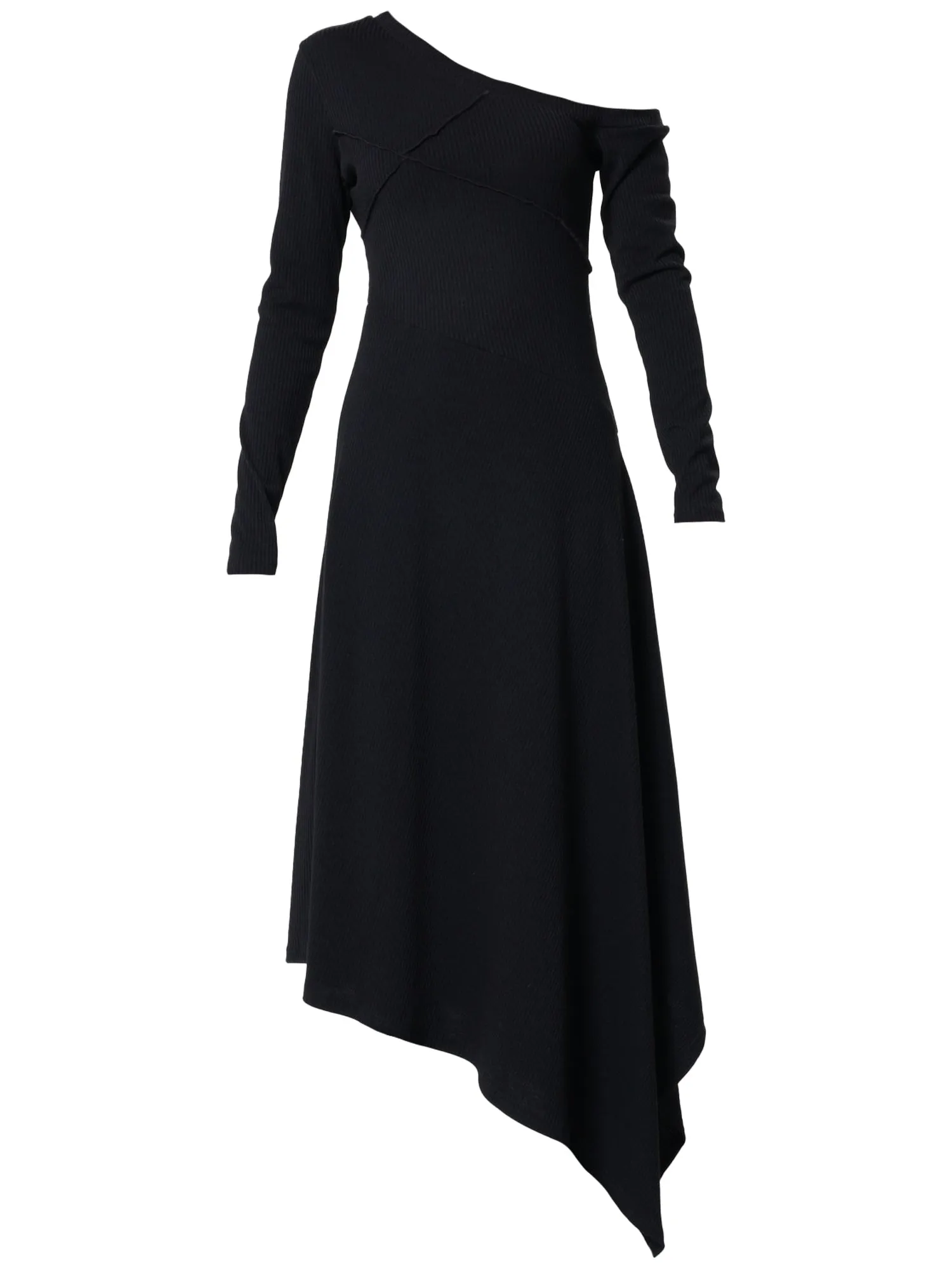 Cold Shoulder Asymmetric Dress In Black