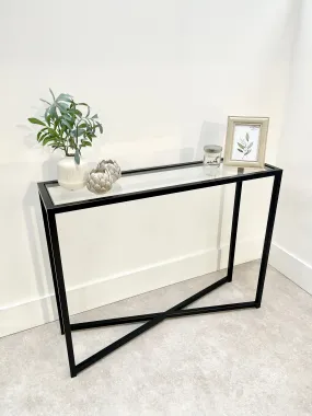 Crossley Glass Metal Console Table - Black