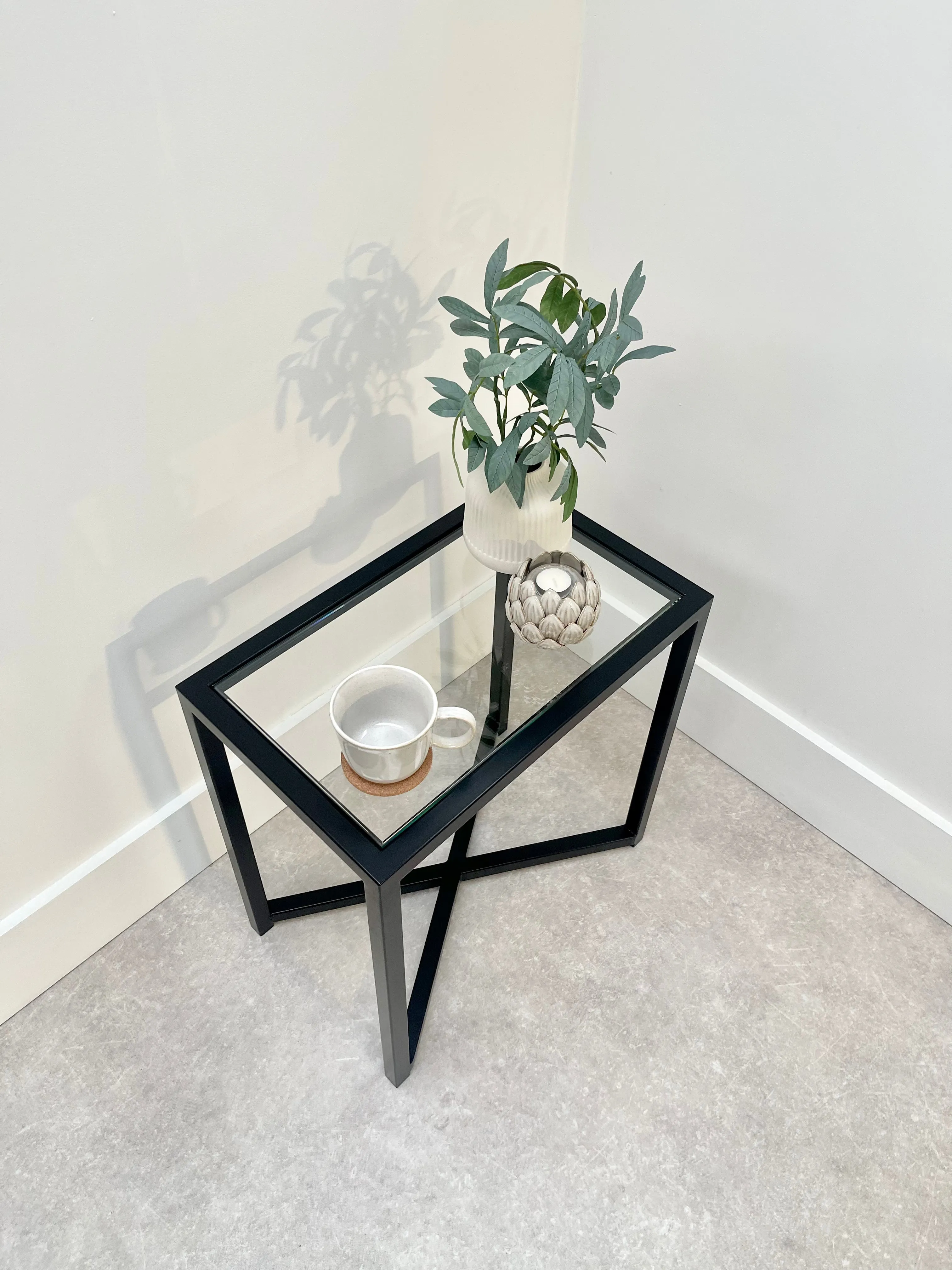 Crossley Glass Metal Side Table - Black