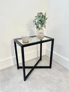 Crossley Glass Metal Side Table - Black