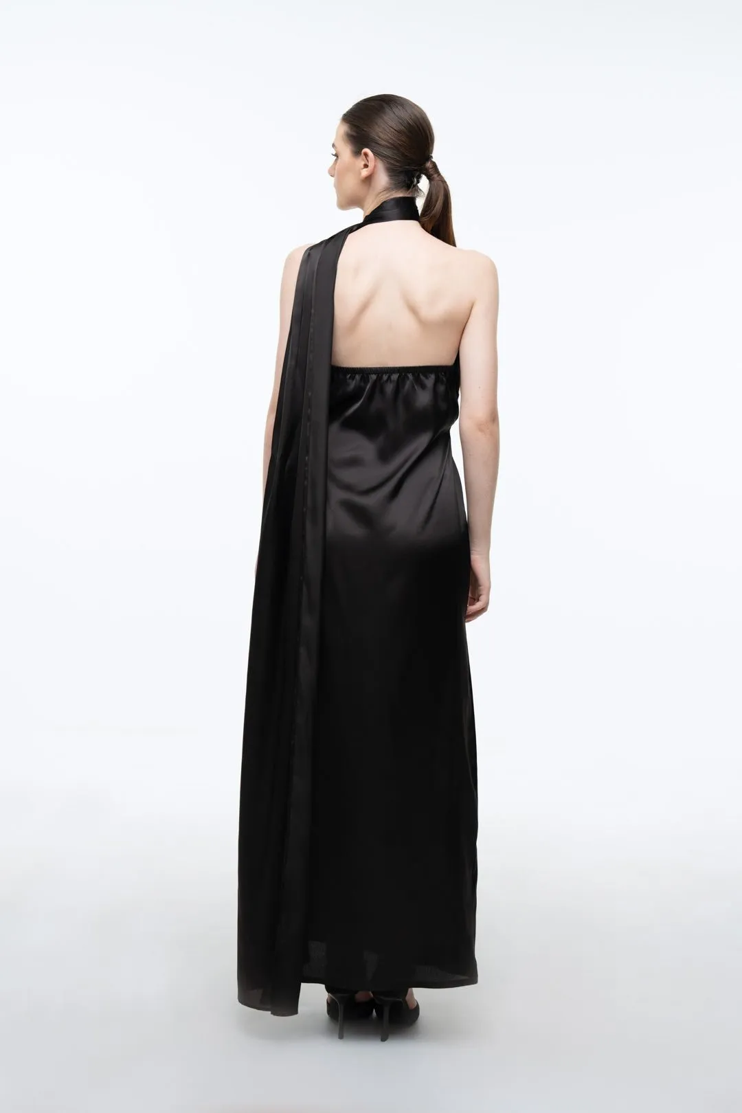 DRAPE SHAWL-NECK DRESS