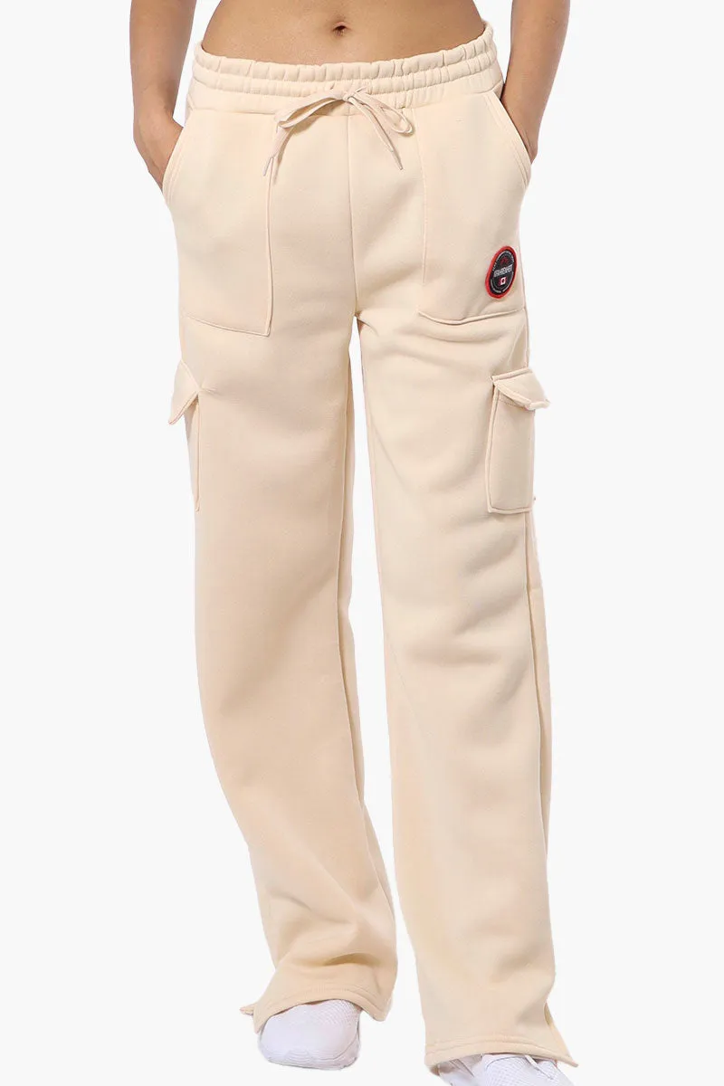 Fahrenheit Fleece Tie Waist Cargo Sweatpants - Cream