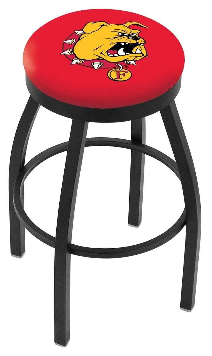 Ferris State Bulldogs HBS Black Swivel Bar Stool with Red Cushion