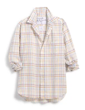 FRANK AND EILEEN - EILEEN RELAXED BUTTON UP SHIRT IN SAND AND PURPLE PLAID