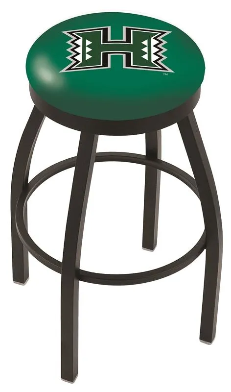 Hawaii Rainbow Warriors HBS Black Swivel Bar Stool with Green Cushion