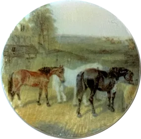 Horses in Pasture 1-3/8" Artisan Made Pearl Shell Button #SC-1574