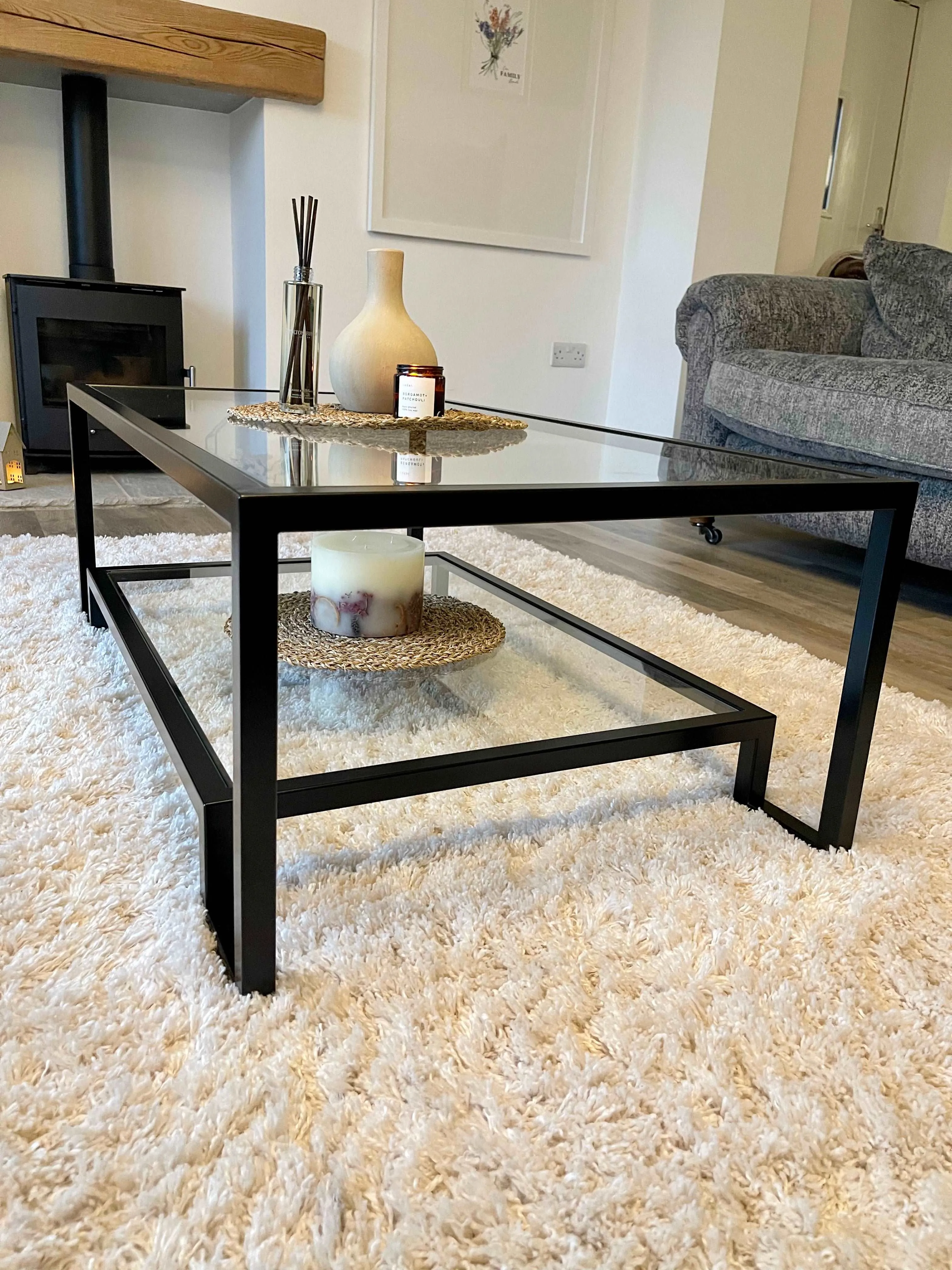 Hudson Glass Metal Coffee Table - Black