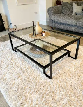 Hudson Glass Metal Coffee Table - Black