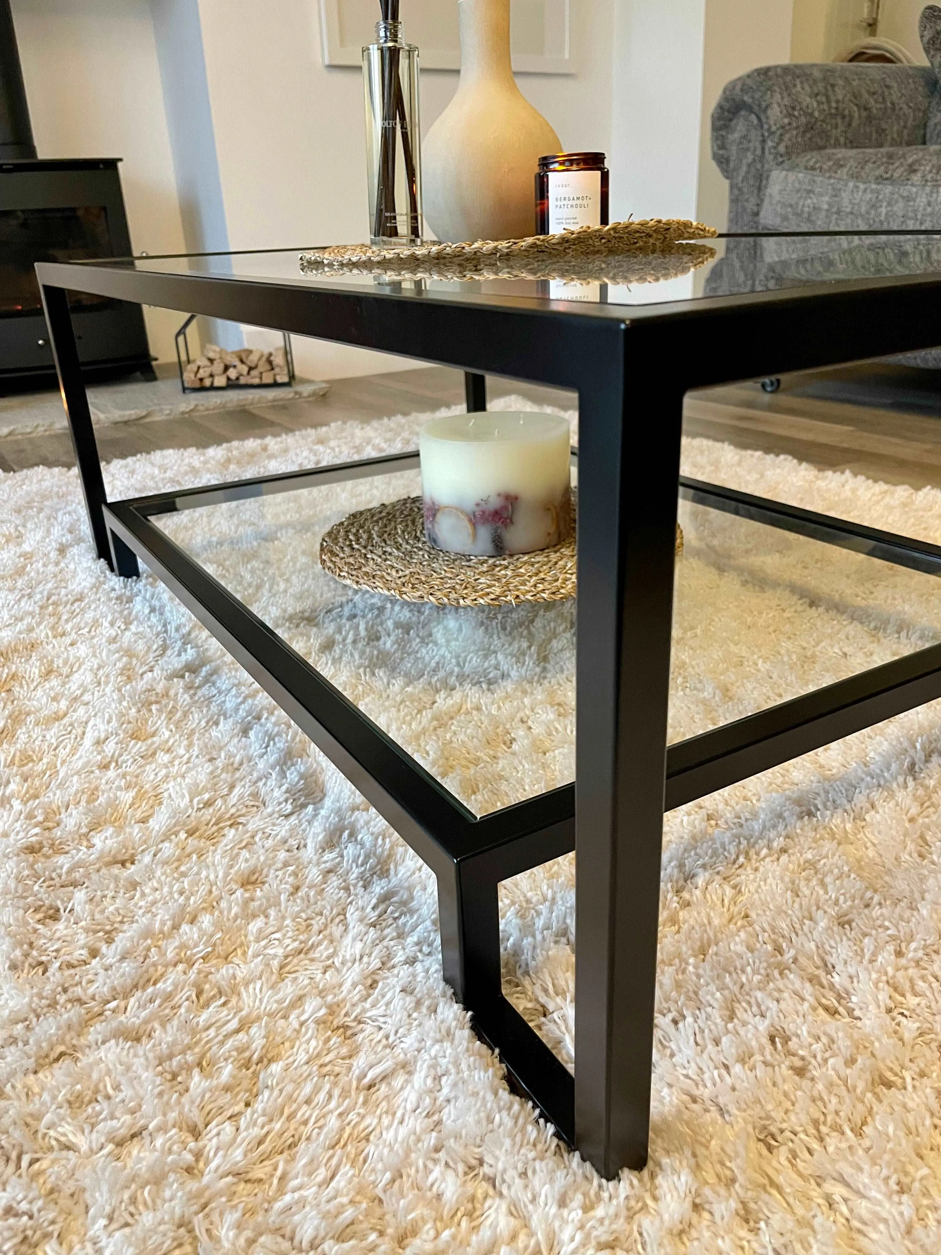 Hudson Glass Metal Coffee Table - Black