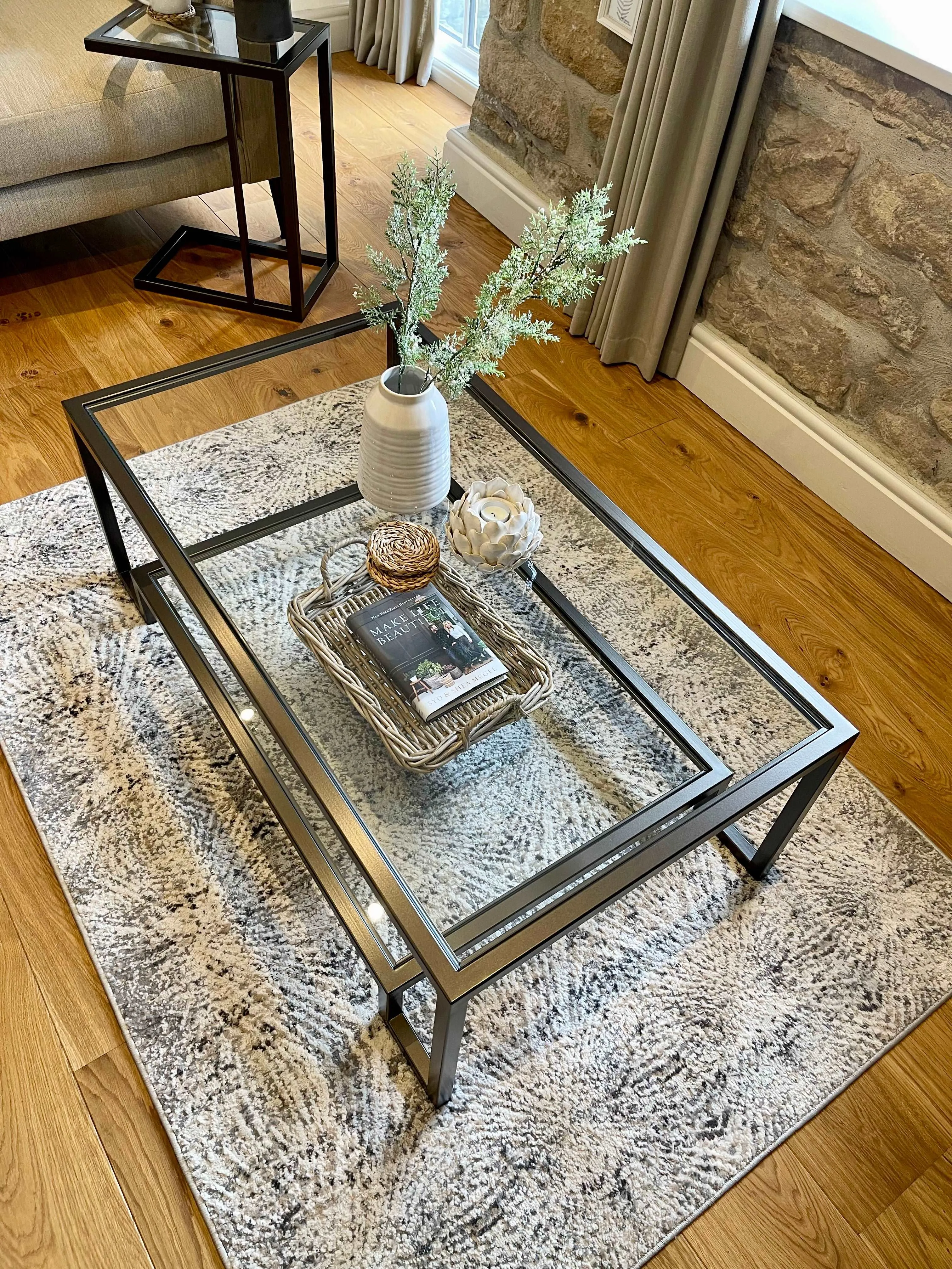 Hudson Glass Metal Coffee Table - Dark Bronze