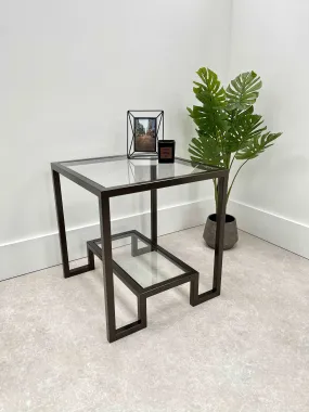 Hudson Glass Metal Side Table - Dark Bronze