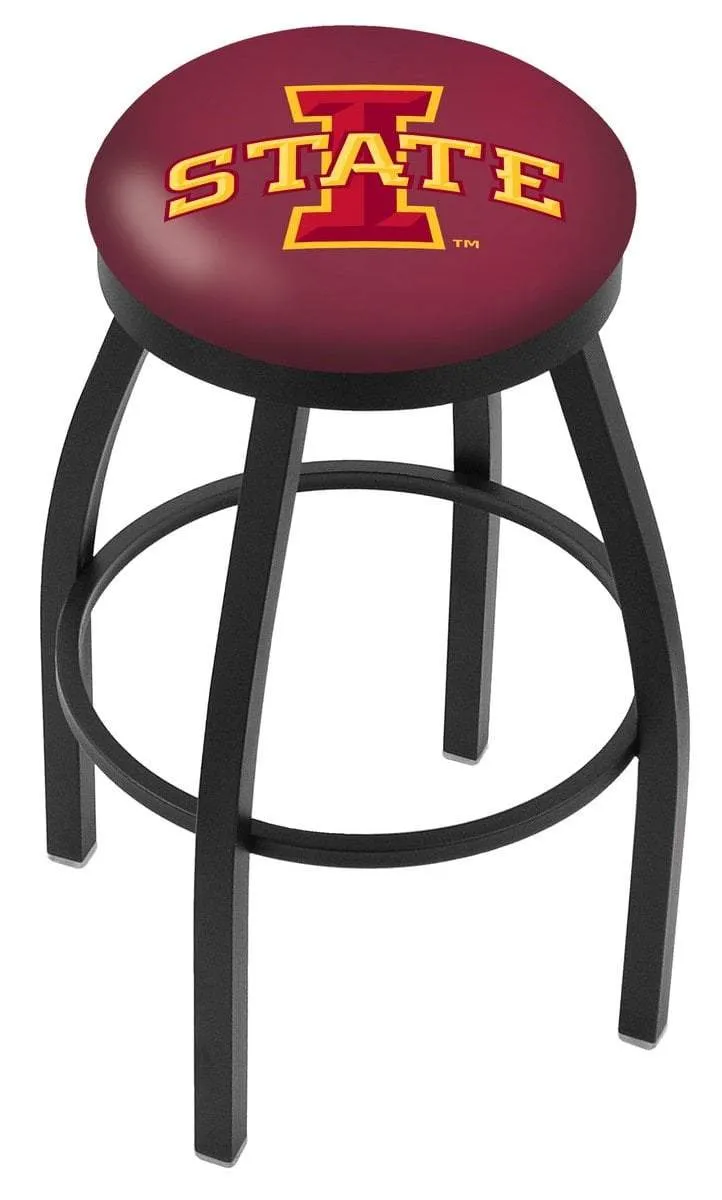 Iowa State Cyclones HBS Black Swivel Bar Stool with Cardinal Red Cushion