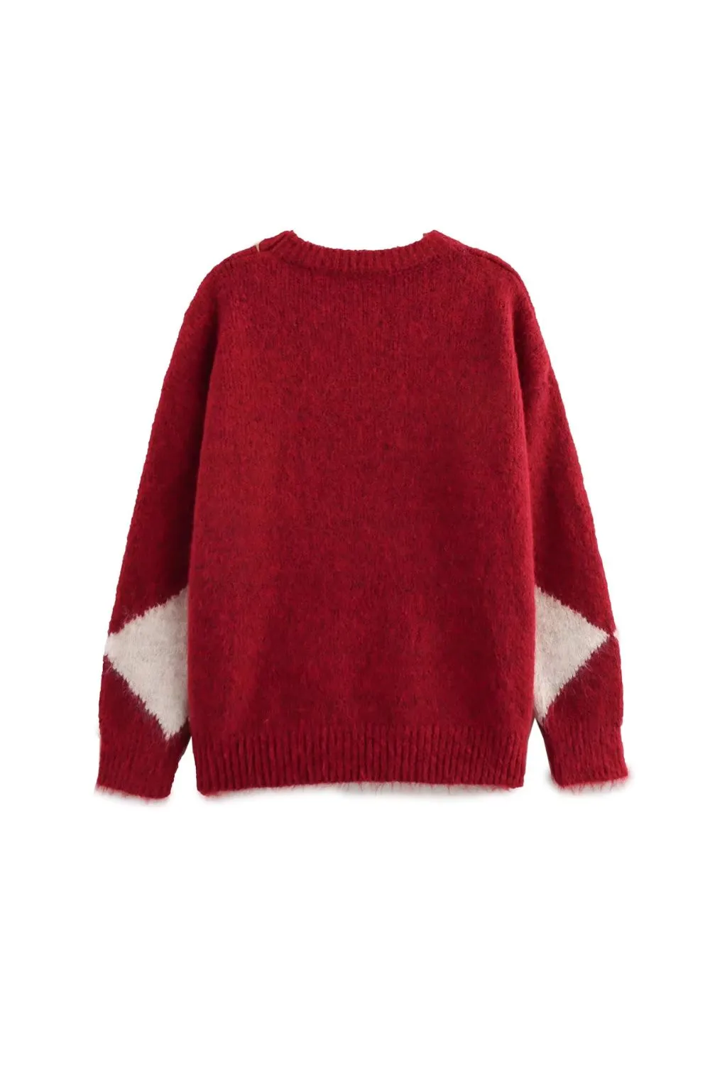 'Iris' Diamond-Knit Round-Neck Long-Sleeve Sweater