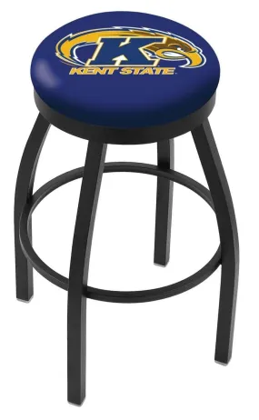 Kent State Golden Flashes HBS Black Swivel Bar Stool with Blue Cushion