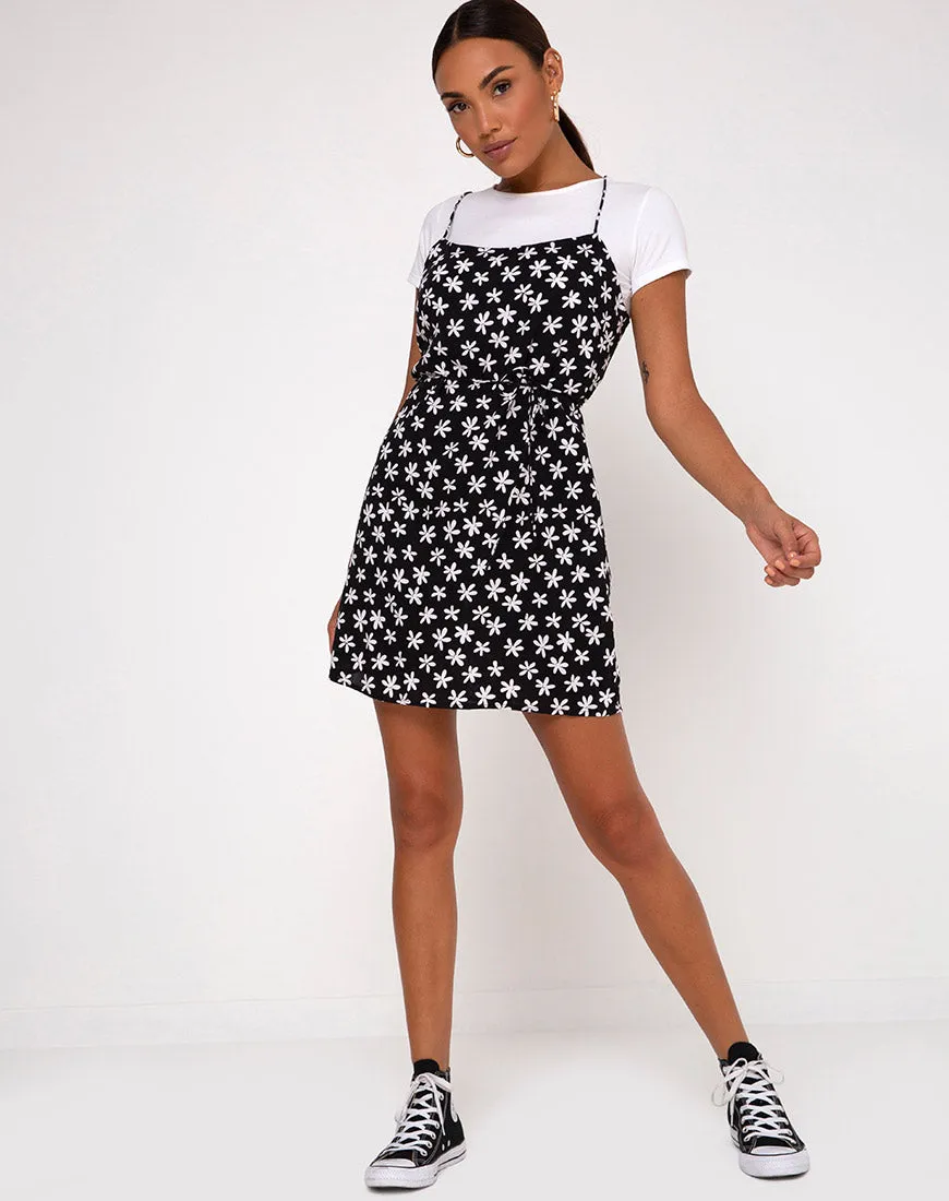 Kinley Slip Dress in 90's Daisy Black and White