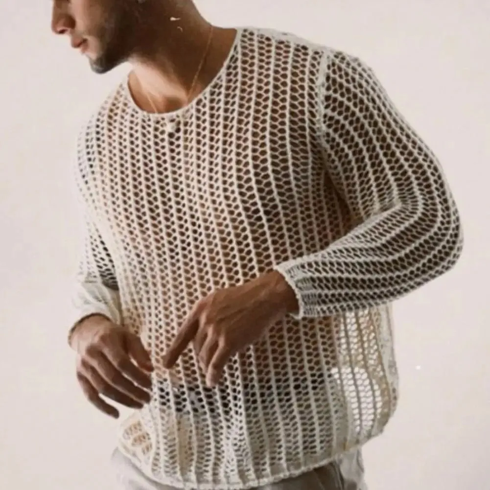 Knit Mesh Men's Long Sleeve Top