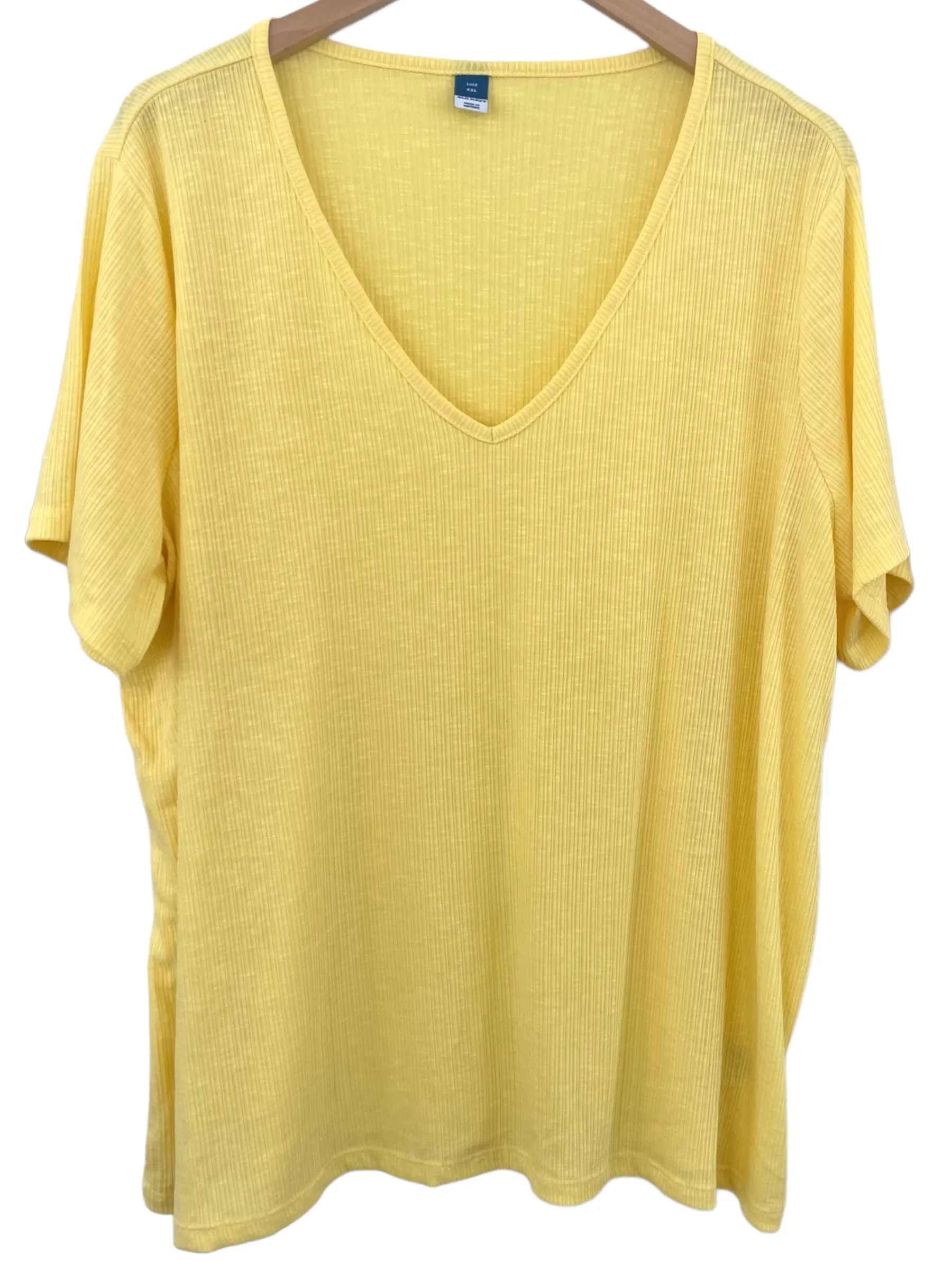 Light Summer Morning Sun Luxe Rib-Knit V-Neck Tee