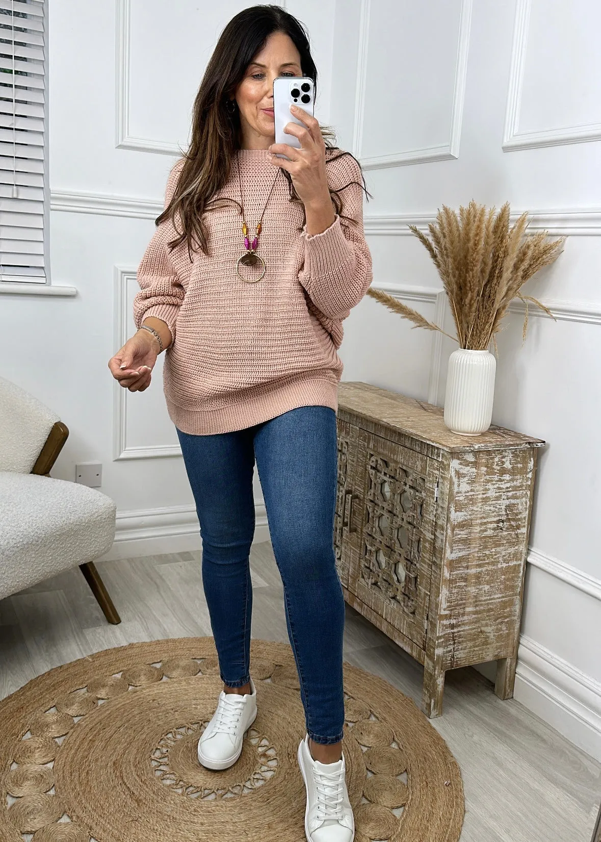 Loren Dusty Pink Batwing Necklace Jumper