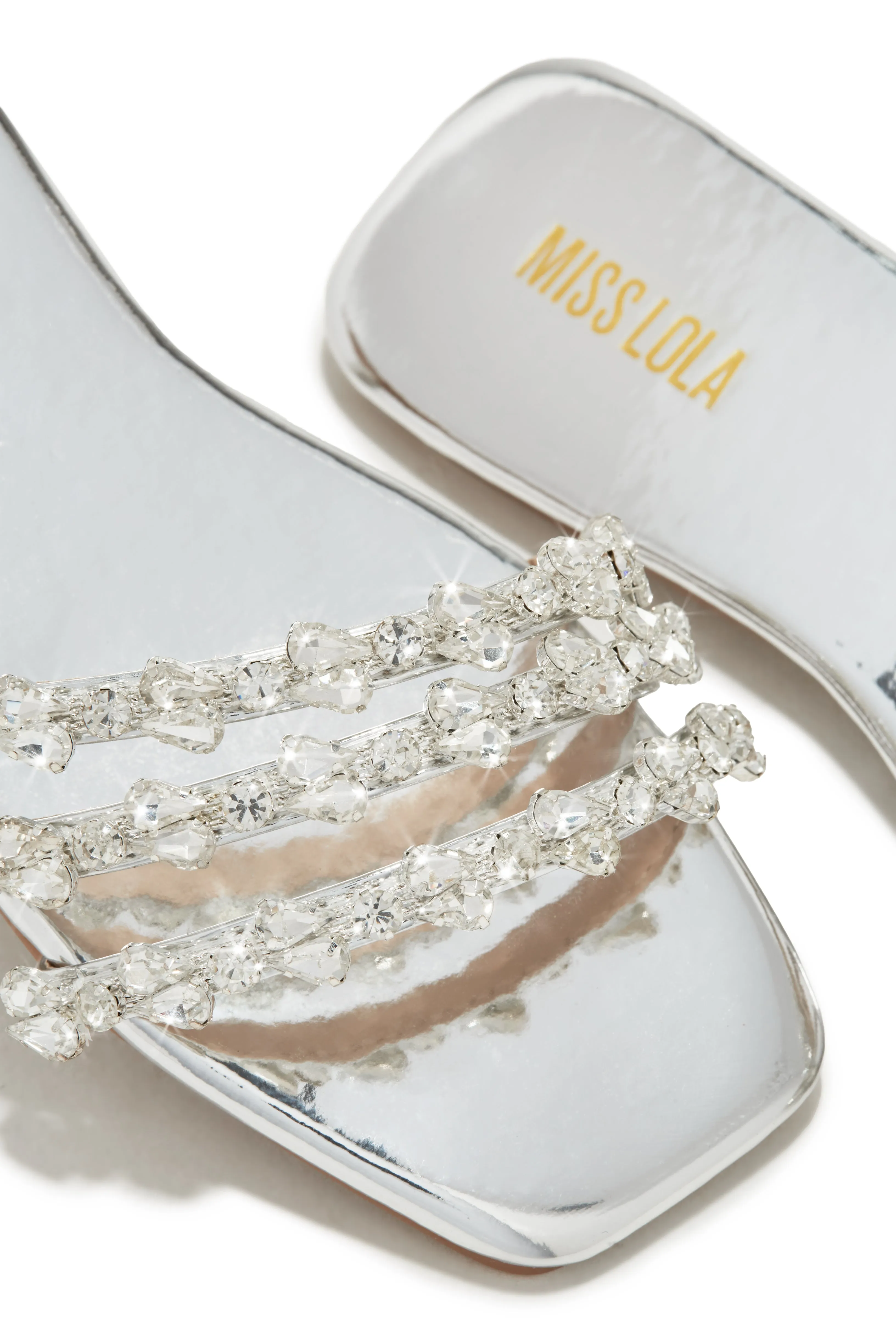 Luxury Trips Embellished Slip On Sandals - Silver