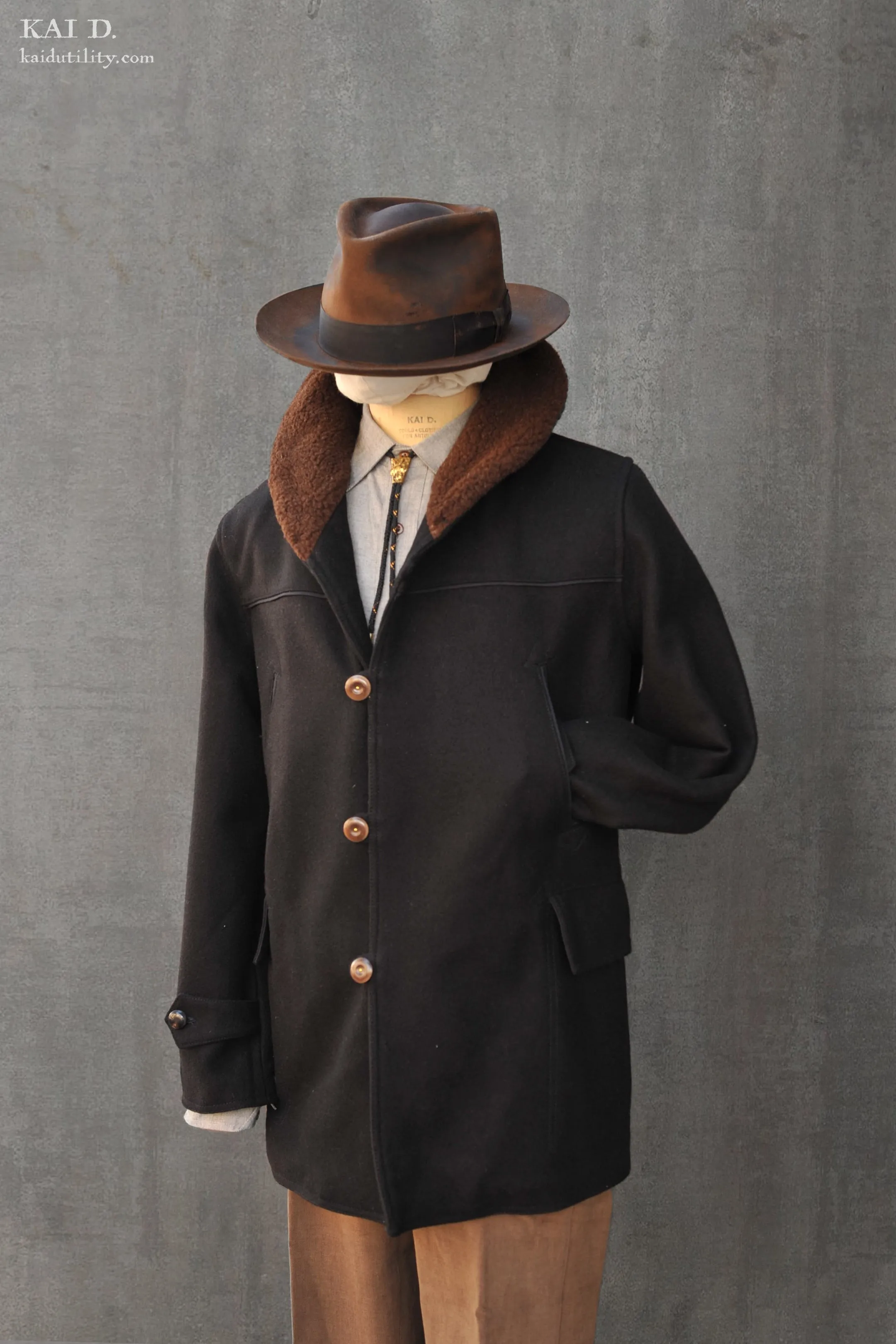 Mackinaw Shawl Collar Wool Coat - Black - M, L, XL (NO RETURN)