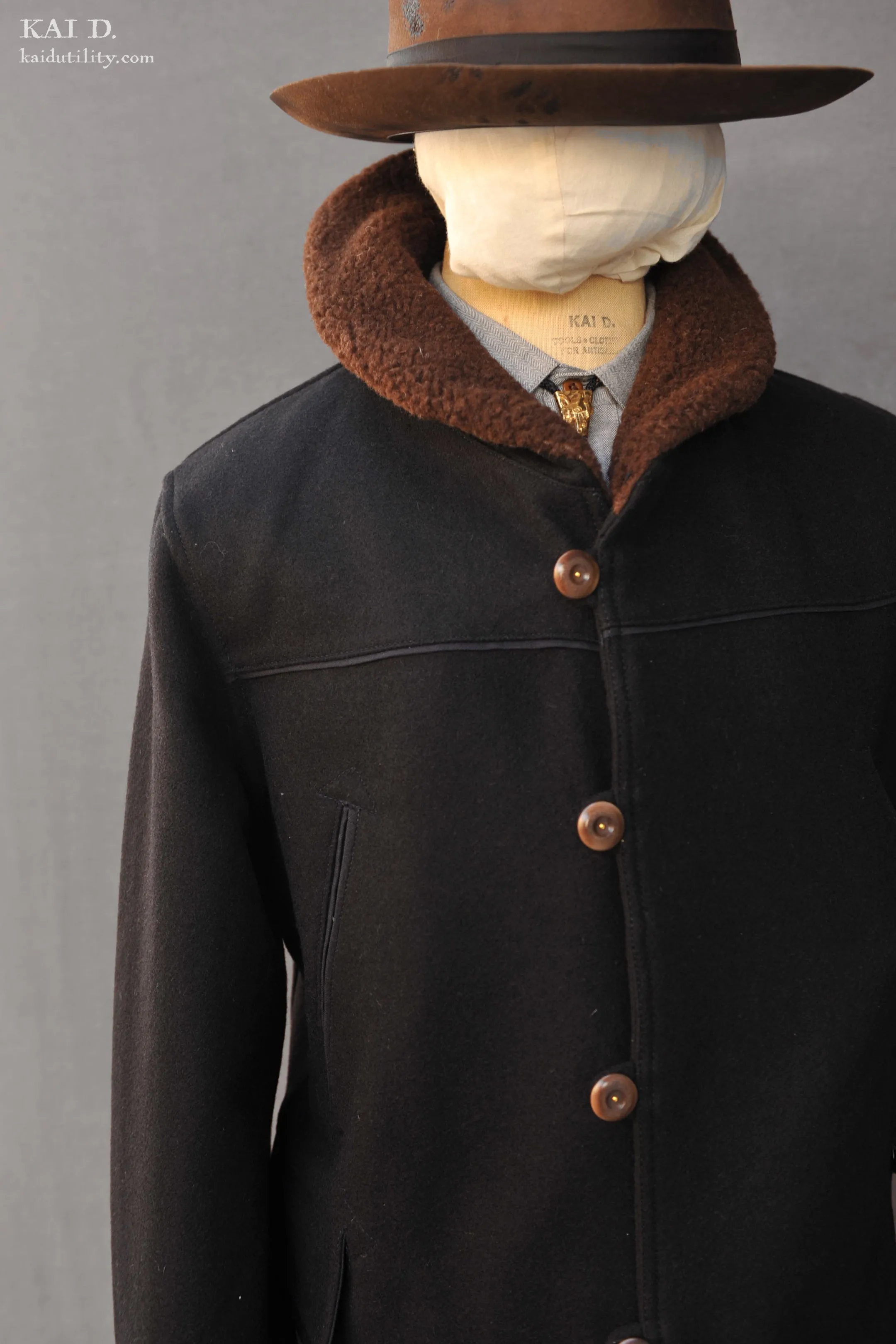 Mackinaw Shawl Collar Wool Coat - Black - M, L, XL (NO RETURN)