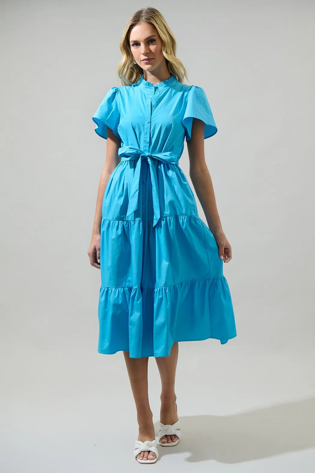 Marianne Tiered Button Down Midi Dress