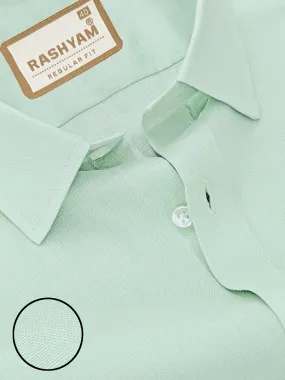 Marzeno Luxurious Linen Cotton Leaf Green Formal Shirt For Men