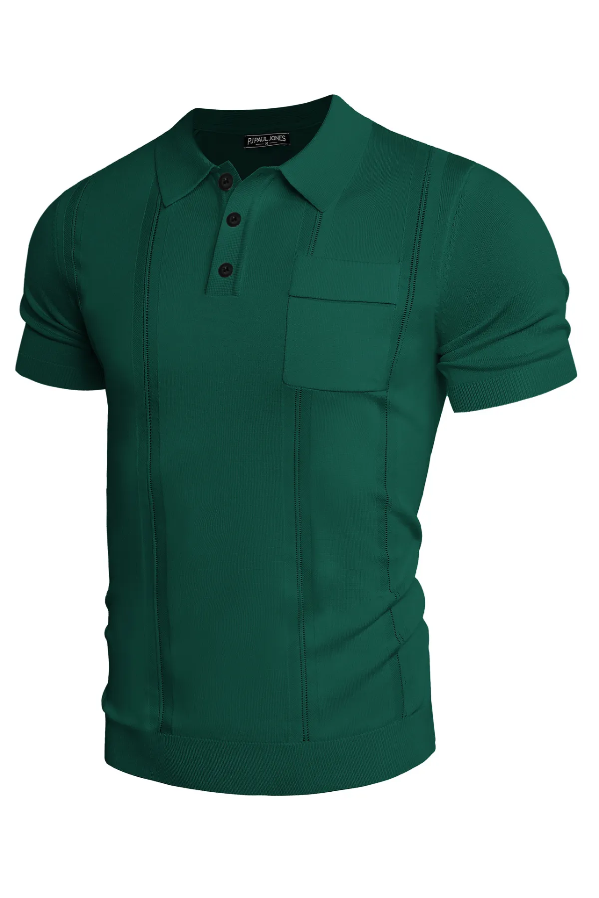 Men's Knit Polo Shirt Short Sleeve Casual Solid Golf Shirts with Pocket