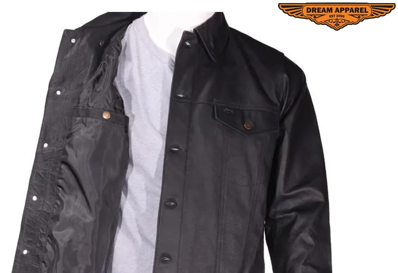 Mens Leather Shirt With Buttons