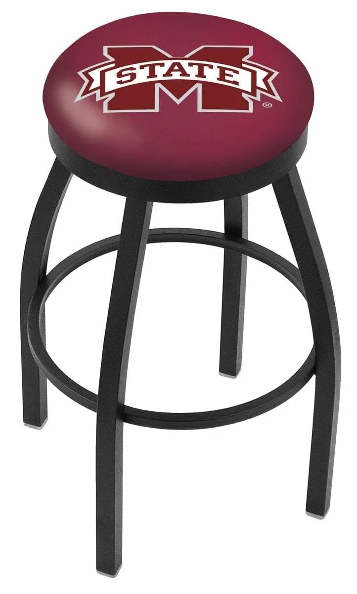 Mississippi State Bulldogs HBS Black Swivel Bar Stool with Maroon Cushion