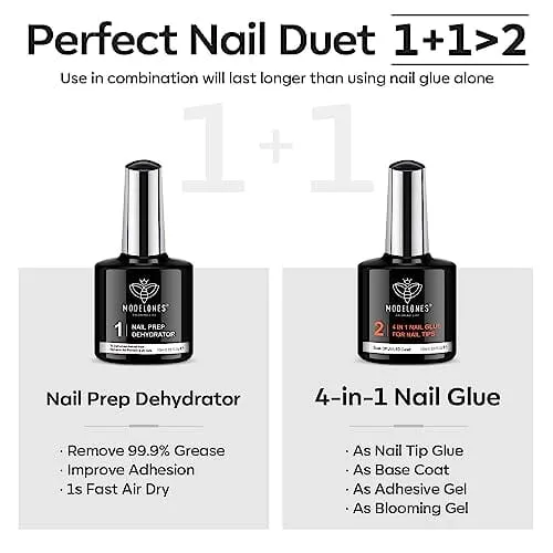 Modelones Nail Tips and Glue Gel Kit | 500Pcs Half Matte | Medium Coffin