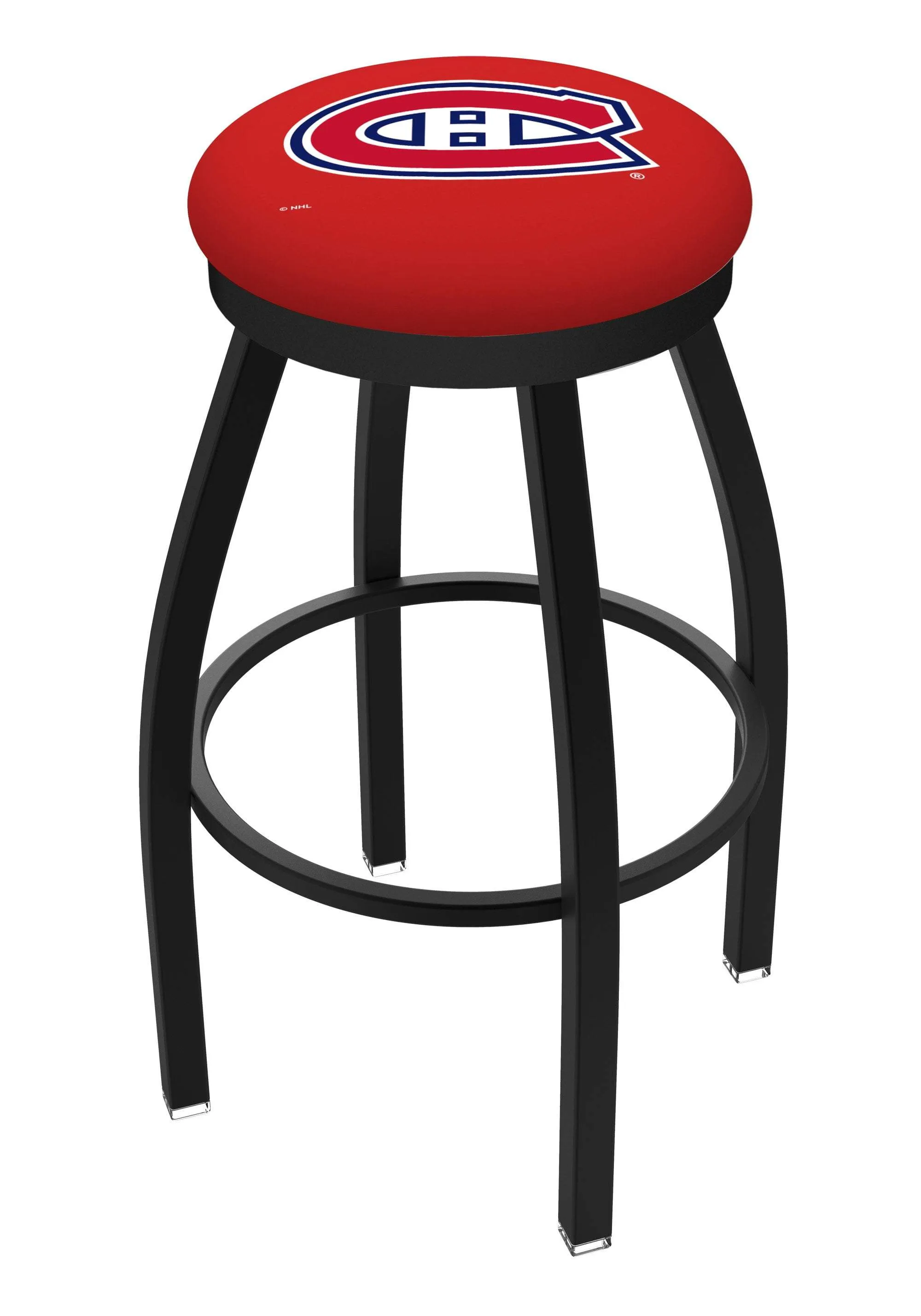 Montreal Canadiens HBS Black Swivel Bar Stool with Red Cushion