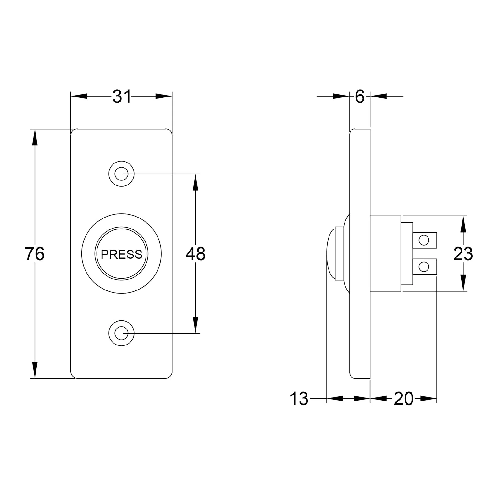 Pewter Rectangular Door Bell