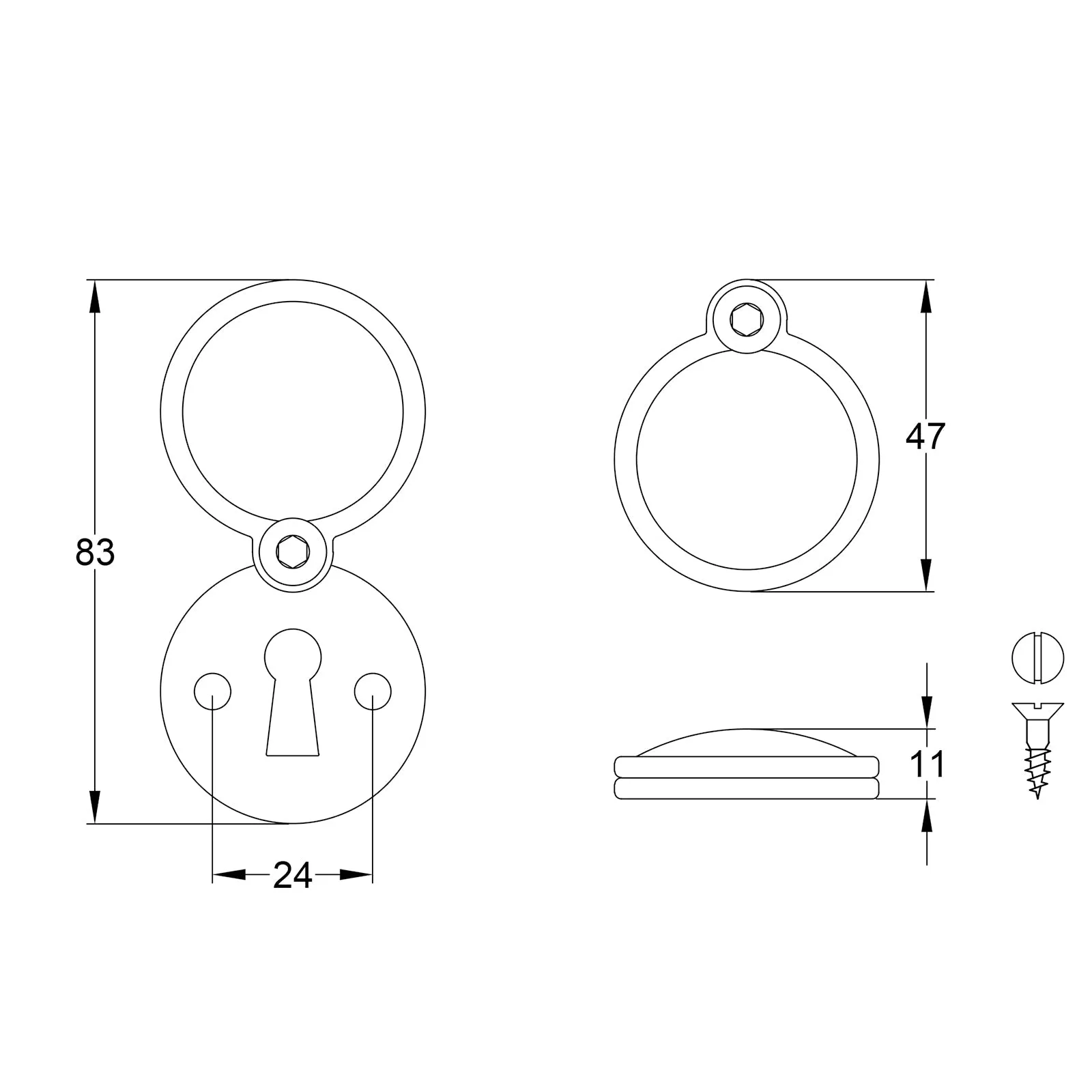 Pewter Round Covered Escutcheon