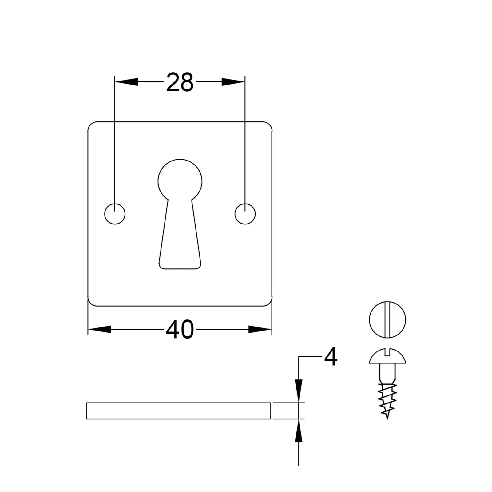 Pewter Square Uncovered Escutcheons British Standard